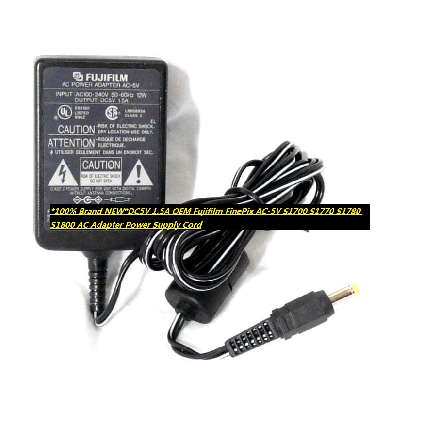 *100% Brand NEW*DC5V 1.5A OEM Fujifilm FinePix AC-5V S1700 S1770 S1780 S1800 AC Adapter Power Supply *100% Brand NEW*DC5V 1.5A OEM Fujifilm FinePix AC-5V S1700 S1770 S1780 S1800 AC Adapter Power Supply